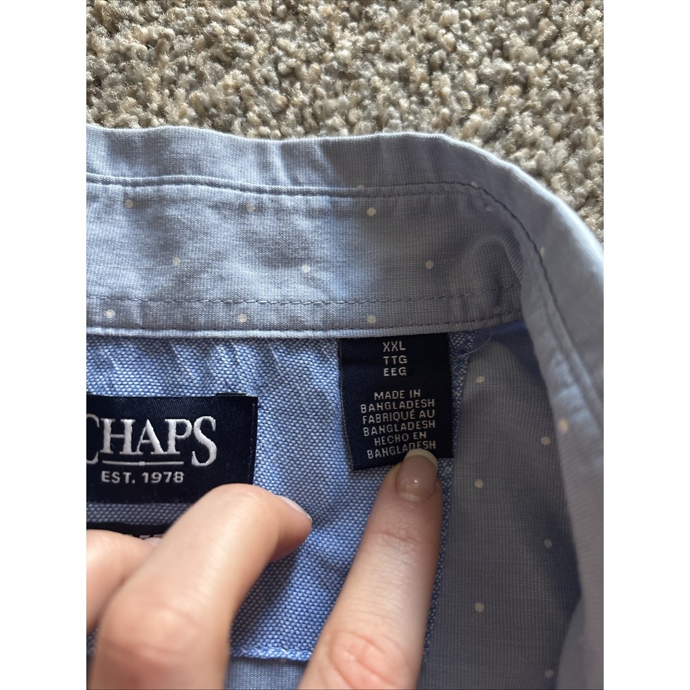 Mens Blue Chaps Easy Care Short‎ Sleeve Shirt Size XXL - Picture 6 of 8